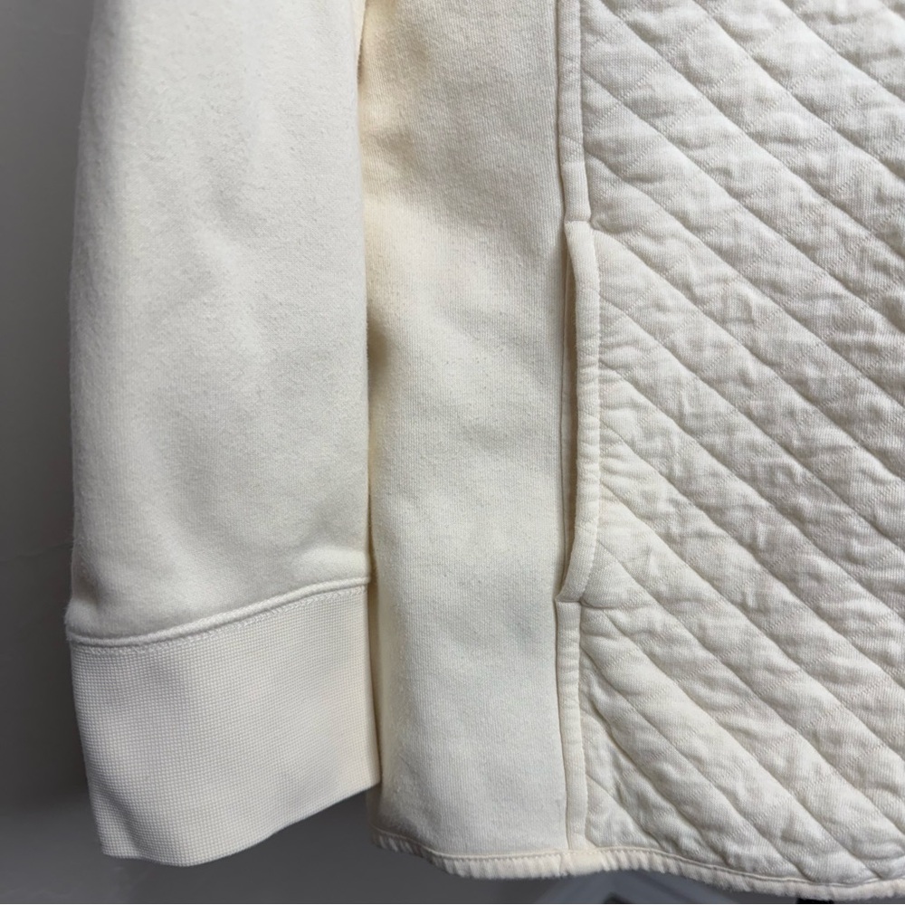 L.L. Bean Quilted Full-Zip Hoodie Lightweight Jacket Cream Mock Neck - Picture 6 of 11